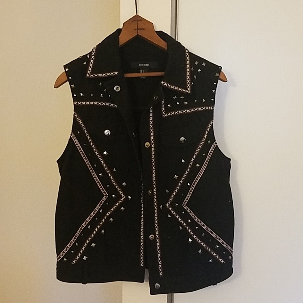 Black Demin Rustic Style Vest